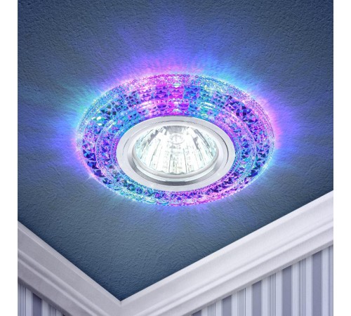 Светильник точечный встраиваемый DK LD3 MR16 7Вт GU5.3 прозрачный c мультиколор подсветкой  Б0019205  ЭРА