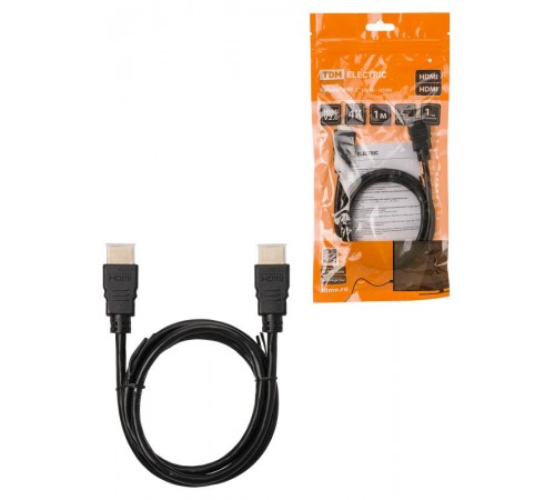 Кабель "АВК 1" HDMI - HDMI, v2.0, позолоченные контакты, 1 метр,  SQ4040-0001  TDM
