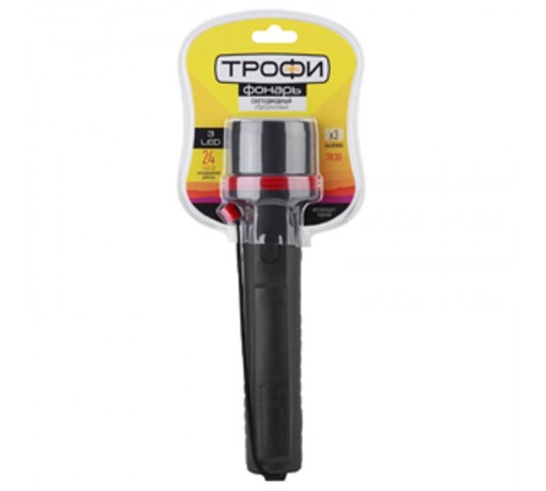 Фонарь универсальный TR3D 3xLED, 3*D, резина, бл (10/60/240)  Б0019830  Трофи