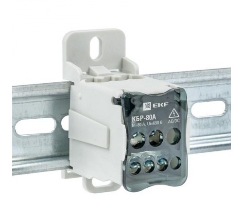 Блок распределительный (КБР) на DIN-рейку и монтажную панель 80A EKF PROxima  plc-kbr80  EKF