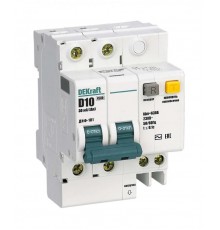 Выключатель автоматический дифференциального тока со встроенной защитой от сверхтоков ДИФ-101 2Р 10А 30мА AC D  15085DEK  DEKraft