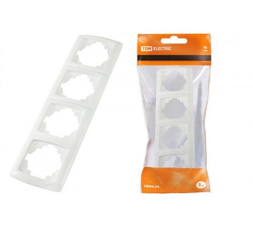 Рамка 4-х постовая горизонтальная белая "Онега"   SQ1805-0026  TDM