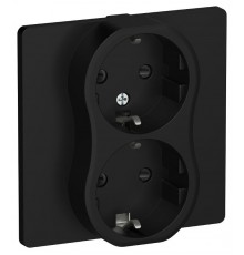 FLITE Розетка 2-ая с заземлением со шторками 16А РСш12-0-К-ФлЧ черный  FI-R24C-16-K02  IEK