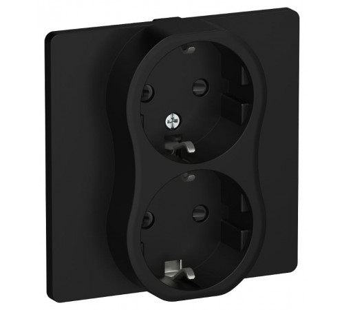FLITE Розетка 2-ая с заземлением со шторками быстрозажимные клеммы 16А РСш12-1-К-ФлЧ черный  FI-R24C-16-1-K02  IEK