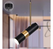 Светильник подвесной (подвес)  PL33 BK/GD MR16 GU10 потолочный цилиндр черный, золото  Б0061382  ЭРА