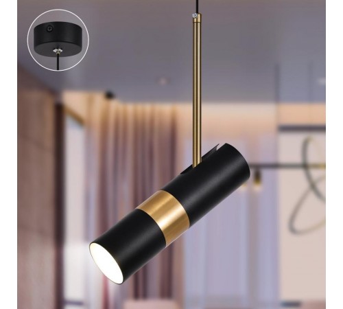 Светильник подвесной (подвес)  PL33 BK/GD MR16 GU10 потолочный цилиндр черный, золото  Б0061382  ЭРА