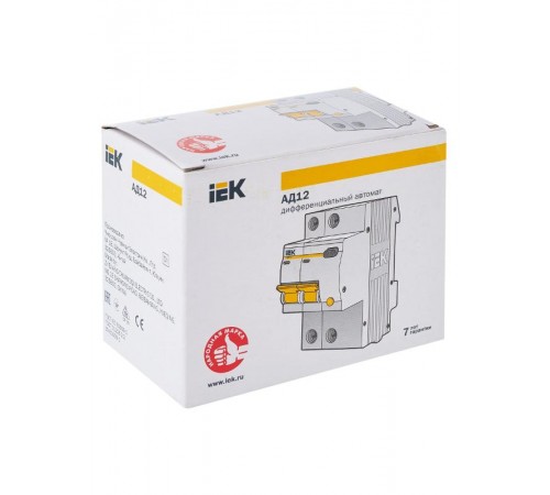 Выключатель автоматический дифференциального тока АД12 2п 6А C 10мА тип AC (3 мод)  MAD10-2-006-C-010  IEK