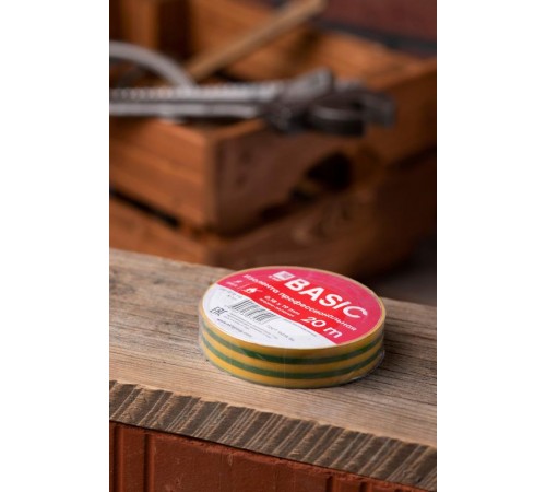 Изолента, класс А (профессиональная), 0.18х19мм, 20 метров, желто-зеленая EKF Simple  plc-iz-a-yg  EKF