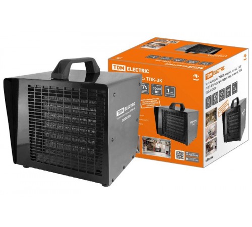 Тепловая пушка ТПК-3К, квадрат. корпус, 3 кВт (1/2/3 кВт), терморег, керам. нагр. элемент,  SQ2520-0104  TDM