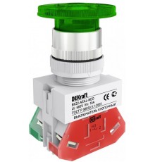 Выкл. кноп. грибок с фикс. AEAL 22 мм Цвет:ЗЕЛЕНЫ  25033DEK  DEKraft