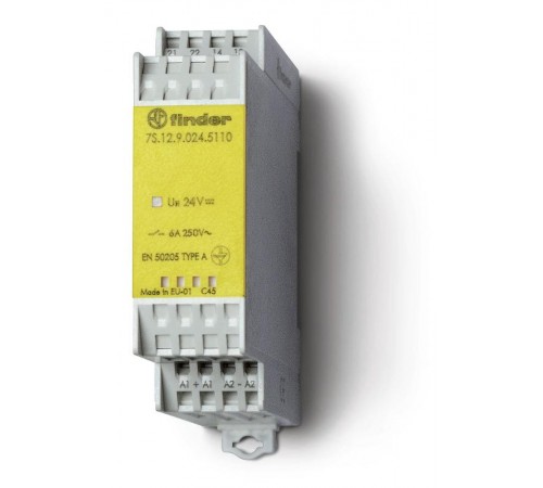 Модульное электромеханическое реле безопасности (реле с принудительным управлением контактами); 1NO+1NC 6A  7S1290245110PAS  Finder