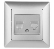 4-302-03 Intro Розетка телефонная RJ11, СУ, Solo, алюминий  Б0043377  Intro