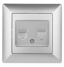 4-302-03 Intro Розетка телефонная RJ11, СУ, Solo, алюминий  Б0043377  Intro
