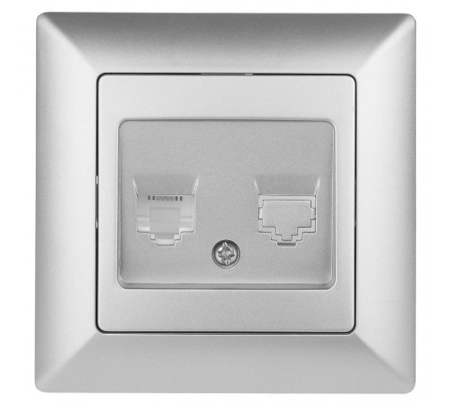4-302-03 Intro Розетка телефонная RJ11, СУ, Solo, алюминий  Б0043377  Intro