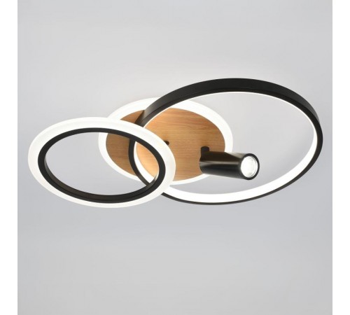 Светильник потолочный светодиодный  Модерн Rondo CLL-1-85-RC BK с ДУ 85W 3000-6500К черный/дерево  Б0069745  ЭРА