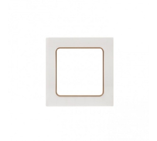 Стокгольм Рамка 1-местная белая с линией цвета шампань PROxima  EYM-G-302-10  EKF