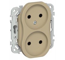 FLITE Розетка 2-ая без заземления без шторок 10А РС02-0-ФлХ хаки  FI-R20-10-K59  IEK