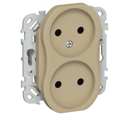 FLITE Розетка 2-ая без заземления без шторок 10А РС02-0-ФлХ хаки  FI-R20-10-K59  IEK