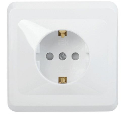 ВЕГА белый Розетка 1-местная c/з cо шторками 16А РСш10-3-ВБ  ERV14-K01-16-DM  GENERICA
