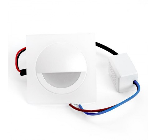 Светильник светодиодный встраиваемый для лестничной подсветки IP20 LN008 3W 210 Lm 4000К белый квадрат  32665  FERON