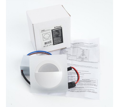 Светильник светодиодный встраиваемый для лестничной подсветки IP20 LN008 3W 210 Lm 4000К белый квадрат  32665  FERON