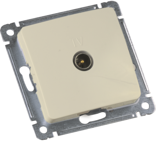 Розетка телевизионная оконечная скрытой установки, механизм, цвет слоновая кость  РСТВ-401-01  HEGEL