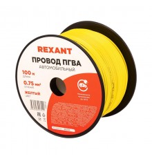 Провод ПГВА REXANT 1х0.75 мм, желтый, бухта 100 м 01-6502  REXANT