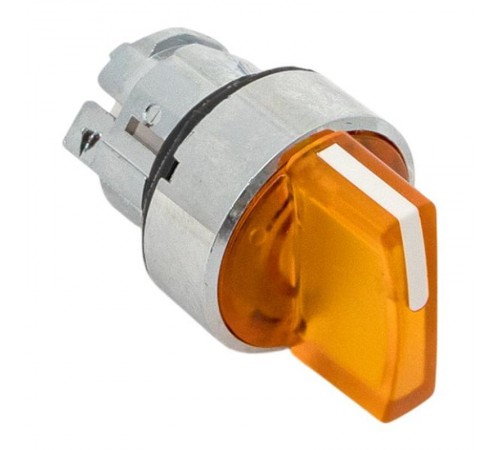 Механизм исполнительный переключателя ХB4 желтый на 2 положения с фиксацией, с подсветкой с короткой ручкой IP65  XB4BD2FL-Y-65  EKF