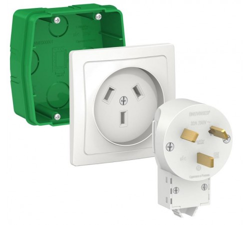 Blanca Белый С/У Комплект силовой 32 А, 250 В: Розетка, вилка, монтажная коробка  BLNSK013231  SE