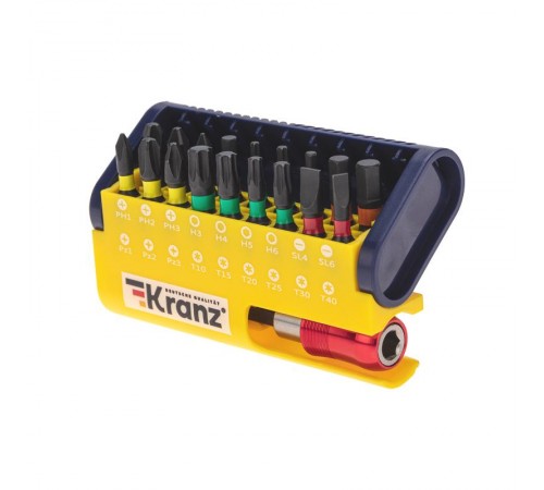 Набор бит с магнитным держателем, пластиковый кейс, 19 шт  KR-92-0465  Kranz