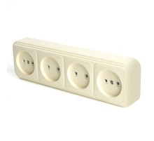 Розетка 4-местная без заземляющего контакта, 250В, 16А, IP20, PST16-60-20 (RA 16-464-БЖ), слоновая кость  49053  STEKKER