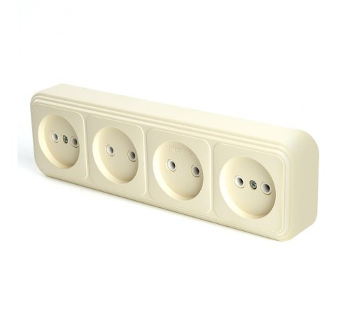 Розетка 4-местная без заземляющего контакта, 250В, 16А, IP20, PST16-60-20 (RA 16-464-БЖ), слоновая кость  49053  STEKKER