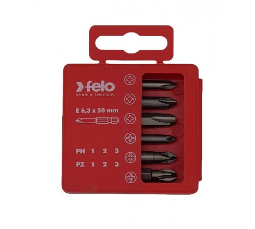 Набор бит PZ1-3 и PH1-3 50 мм в упаковке, 6 шт  03291516  Felo