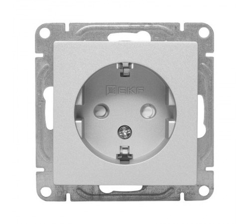Механизм розетки, 16А, с заземлением, со шторками, алюминий Эпика EKF  UP1-SOA-111  EKF