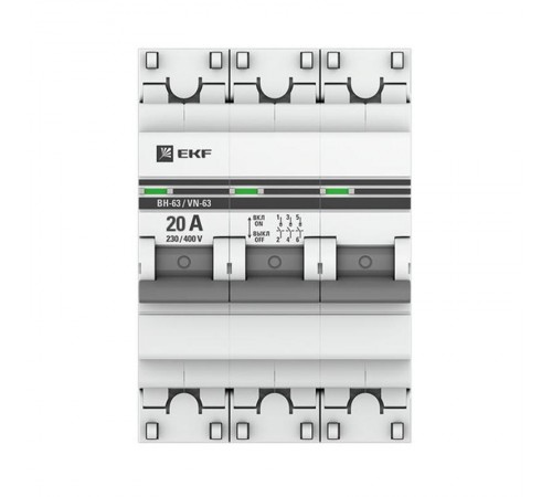 Выключатель нагрузки модульный ВН-63, 3P 20А EKF PROxima  SL63-3-20-pro  EKF (замена - S63320)