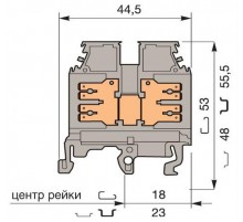 Клемма M2,5/6.2G.2G, 4 quick connect (fast on) 6,3x0,8 мм или 2,8х0,8 мм, горизонтальные  1SNA115191R0300  TE