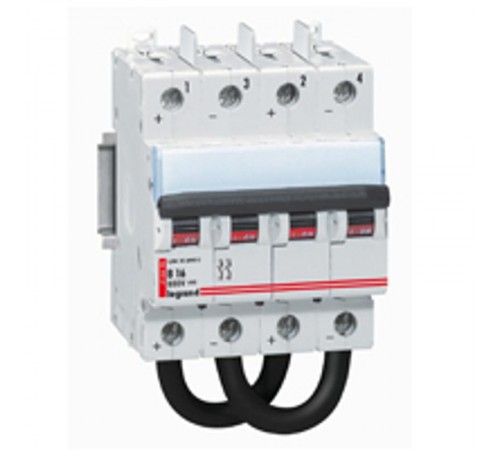 Выключатель автоматический двухполюсный DX3 DC 6А B 4,5кА (4 мод)  414424  Legrand