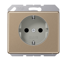 Штепсельная розетка SCHUKO 16А / 250В с защитными шторками, пружинные зажимы; металл; золотая бронза; SL500  SL520KIGB  Jung