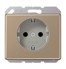 Штепсельная розетка SCHUKO 16А / 250В с защитными шторками, пружинные зажимы; металл; золотая бронза; SL500  SL520KIGB  Jung