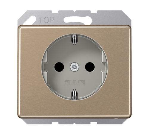 Штепсельная розетка SCHUKO 16А / 250В с защитными шторками, пружинные зажимы; металл; золотая бронза; SL500  SL520KIGB  Jung