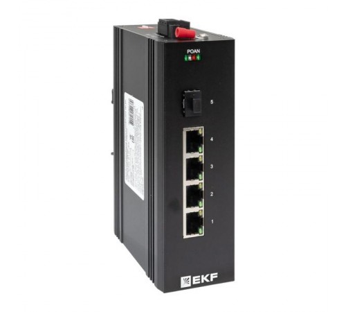 Промышленный неуправляемый коммутатор U-1GX/SFP-4GTP, 1 порт 1000Base-X SFP, 4 порта 10/100/1000Base-T(X) RJ45 c PoE, монтаж на динрейку TSX TSX-U-1G