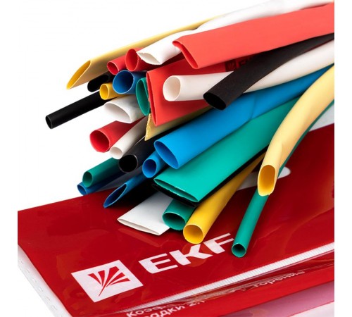Набор ТУТ нг: 6 цветов по 5шт. Разного диаметра (3/1,5; 4/2; 5/2,5; 6/3; 8/4) 100мм. EKF PROxima  tut-n-3-r  EKF