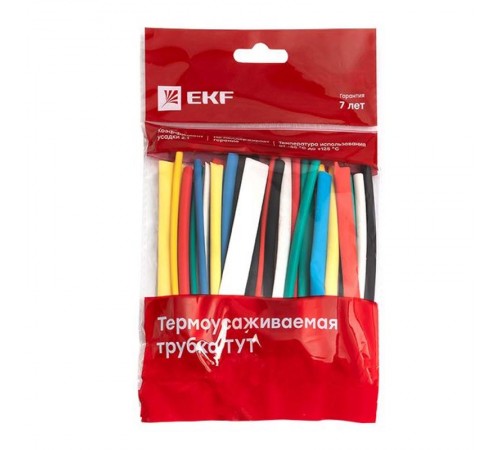 Набор ТУТ нг: 6 цветов по 5шт. Разного диаметра (3/1,5; 4/2; 5/2,5; 6/3; 8/4) 100мм. EKF PROxima  tut-n-3-r  EKF