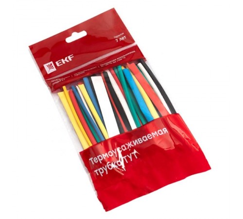 Набор ТУТ нг: 6 цветов по 5шт. Разного диаметра (3/1,5; 4/2; 5/2,5; 6/3; 8/4) 100мм. EKF PROxima  tut-n-3-r  EKF