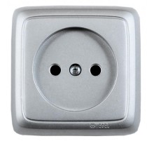 Розетка открытой установки, одноместная, с монтажной пластиной, цвет серебро  РА16-105-06  HEGEL