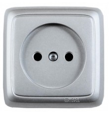 Розетка открытой установки, одноместная, с монтажной пластиной, цвет серебро  РА16-105-06  HEGEL