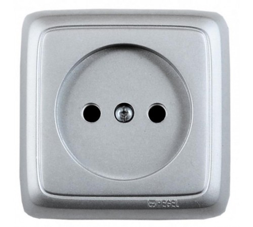 Розетка открытой установки, одноместная, с монтажной пластиной, цвет серебро  РА16-105-06  HEGEL