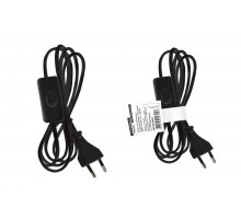 Шнур с выключателем и плоской вилкой "Народный" ШВВП 2х0,5мм2 2м. черный  SQ1305-0042  TDM