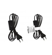 Шнур с выключателем и плоской вилкой "Народный" ШВВП 2х0,5мм2 2м. черный  SQ1305-0042  TDM