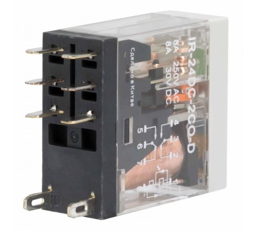 Одиночное реле, 2 перекидных контакта, 24 В DC  IR-24DC-2CO-D  DKC